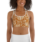 Thanksgiving Pumpkin Floral Sports Bra