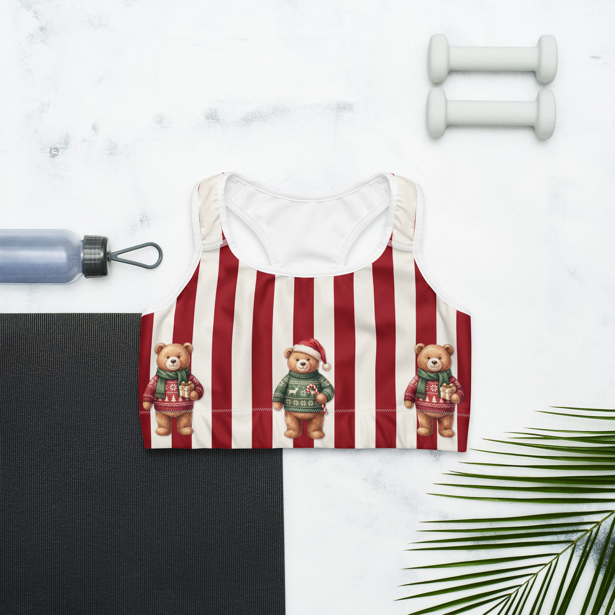 Christmas Sweater Teddy Bears Sports Bra