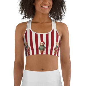 Christmas Sweater Teddy Bears Sports Bra