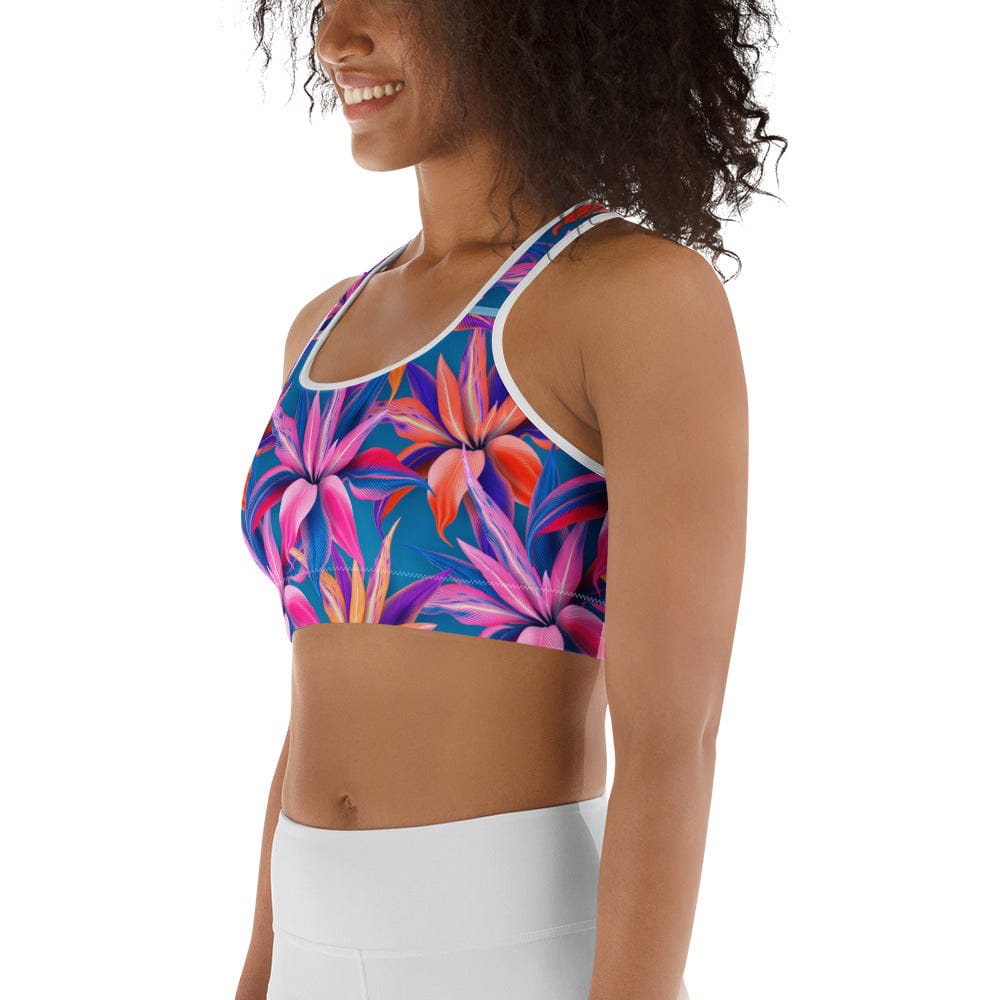 Neon Flower Rush Sports Bra