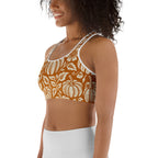Thanksgiving Pumpkin Floral Sports Bra