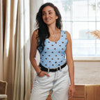 Baby Blue Cocoa Polka Dot Tank Top