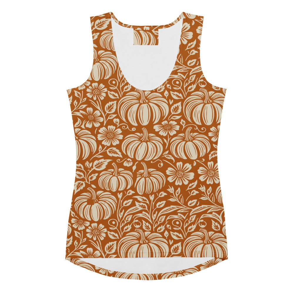 Thanksgiving Pumpkin Floral Tank Top