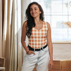 Pumpkin Pie Gingham Tank Top