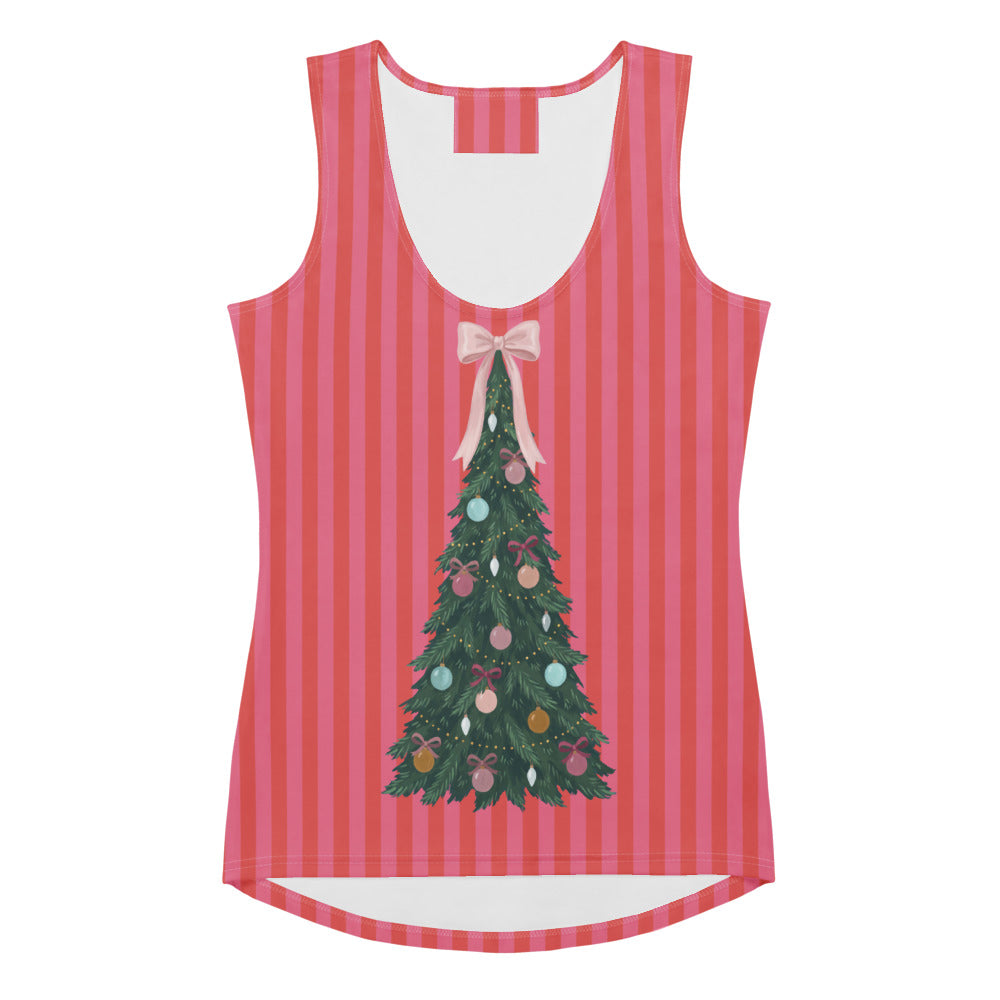 Pink Bow Christmas Tree Tank Top