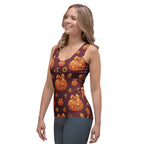 Printed Glitter Pumpkin Effect Tank Top