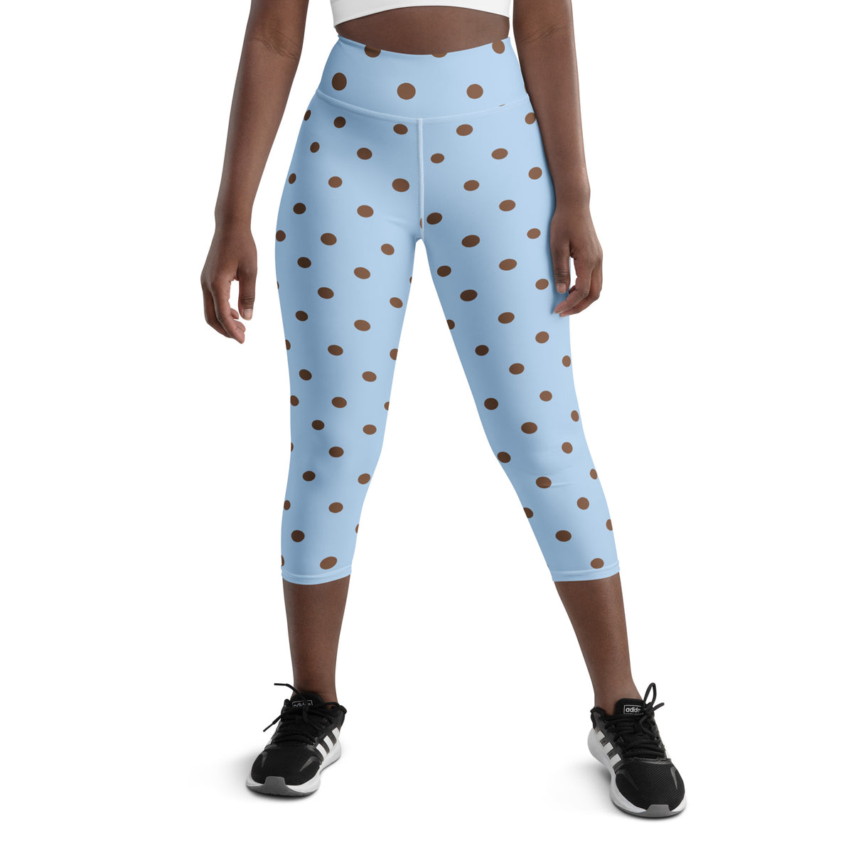 Baby Blue Cocoa Polka Dot Yoga Capris