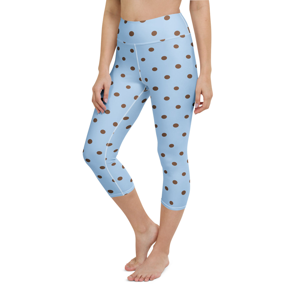 Baby Blue Cocoa Polka Dot Yoga Capris