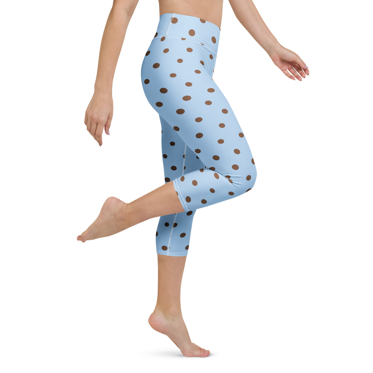 Baby Blue Cocoa Polka Dot Yoga Capris