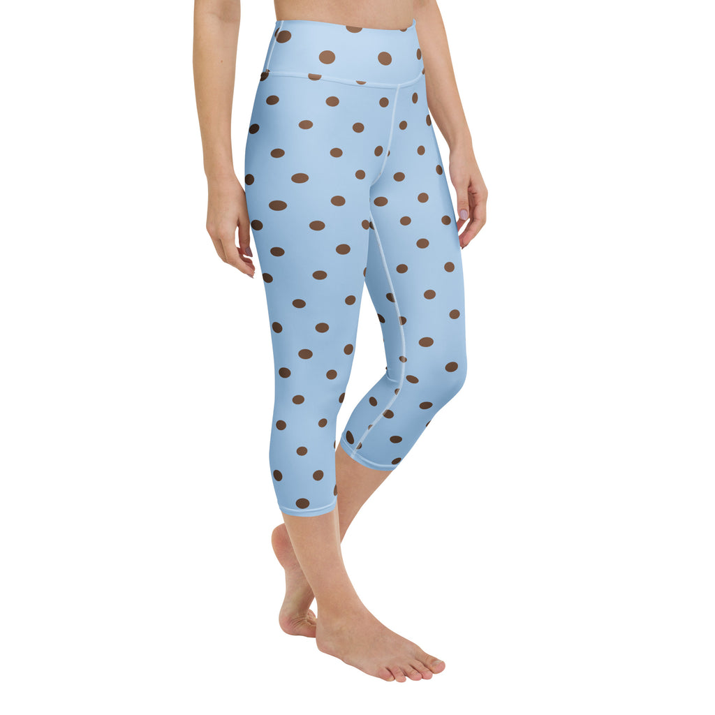 Baby Blue Cocoa Polka Dot Yoga Capris