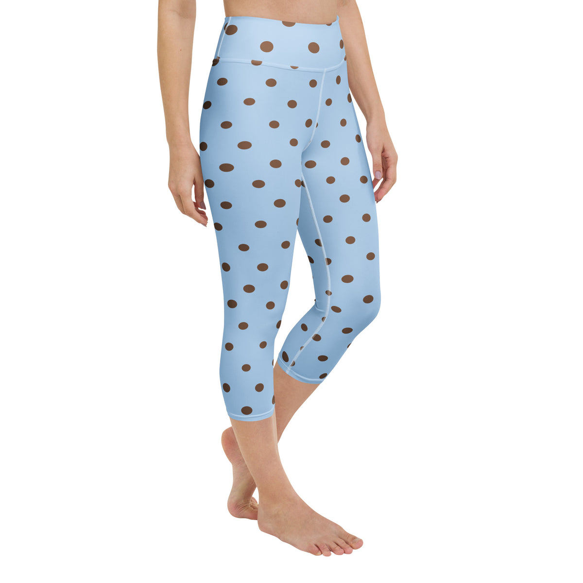 Baby Blue Cocoa Polka Dot Yoga Capris