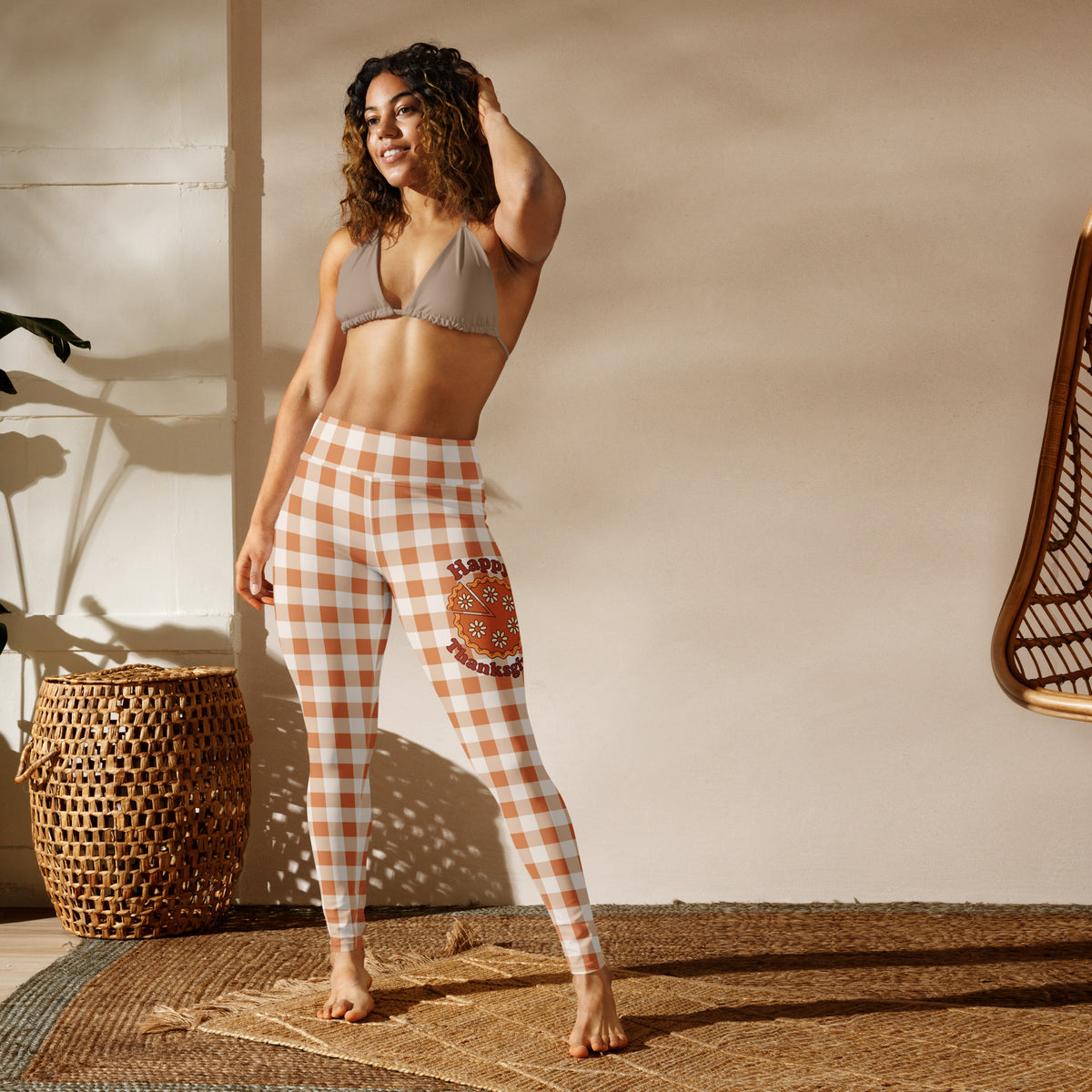 Pumpkin Pie Gingham Yoga Leggings