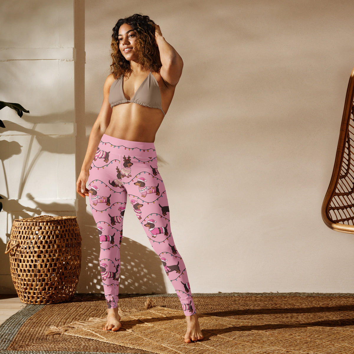 Deck The Dachshund Yoga Leggings
