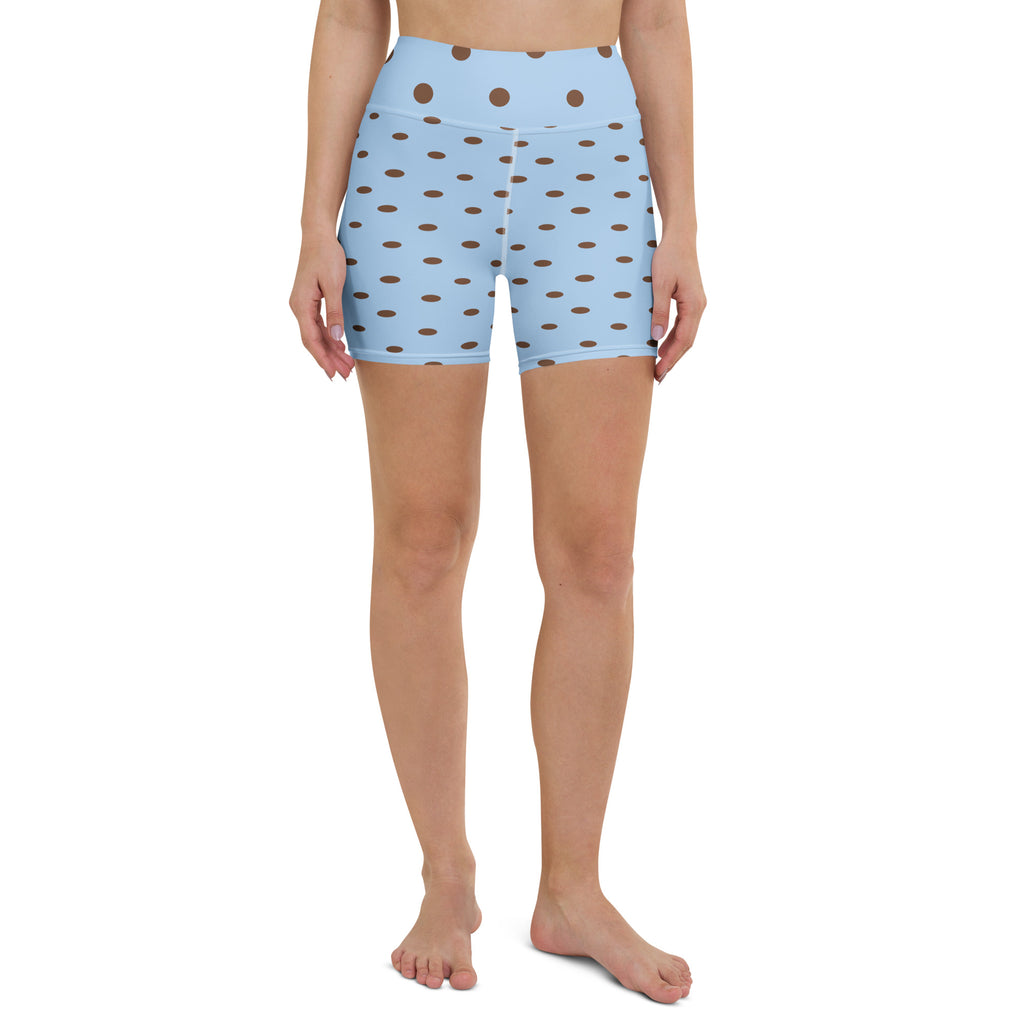 Baby Blue Cocoa Polka Dot Yoga Shorts