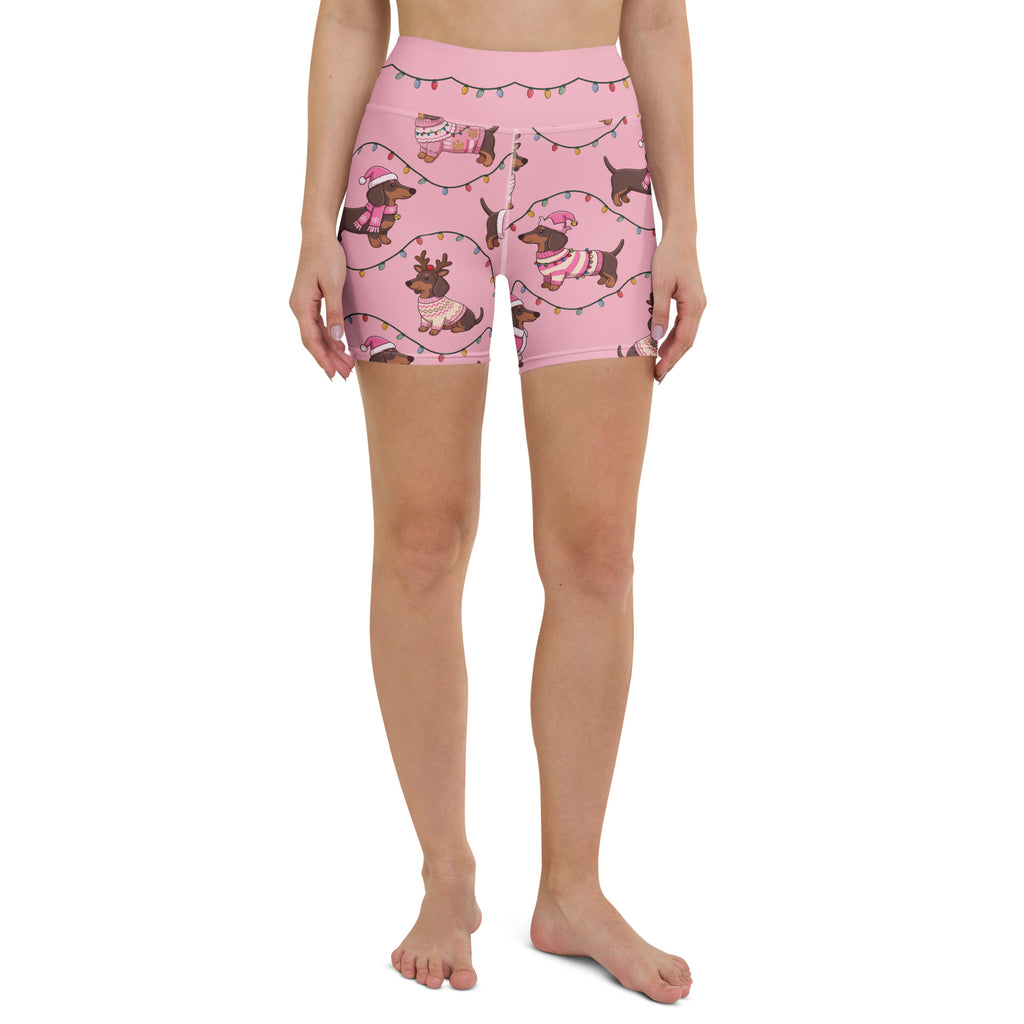 Deck The Dachshund Yoga Shorts