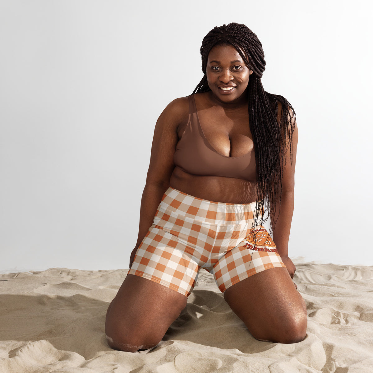 Pumpkin Pie Gingham Yoga Shorts