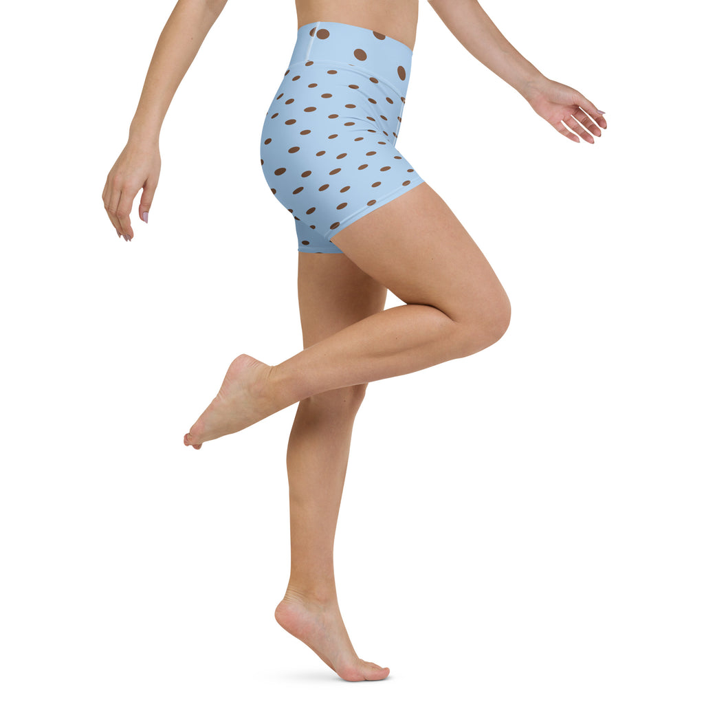 Baby Blue Cocoa Polka Dot Yoga Shorts