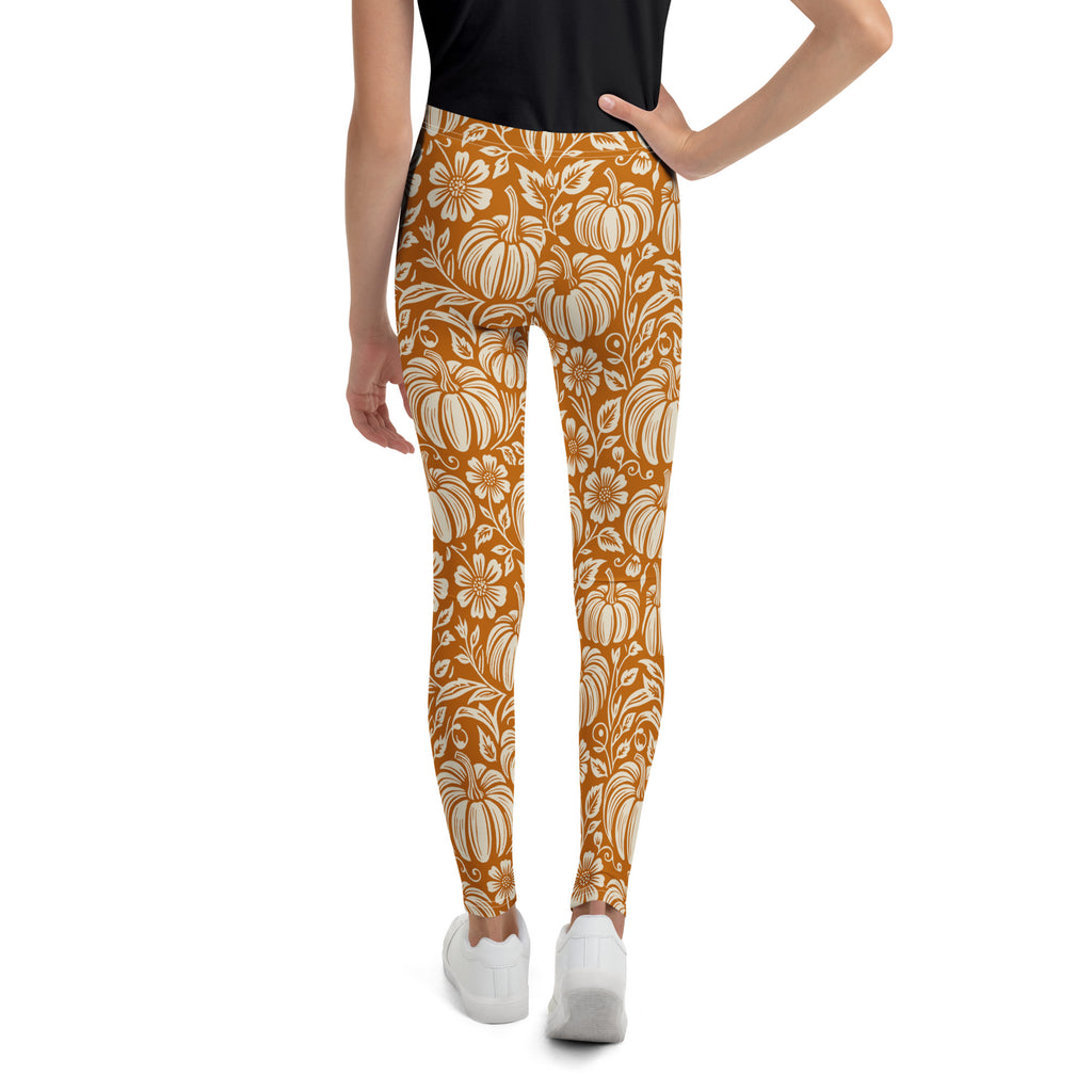 Thanksgiving Pumpkin Floral Youth Leggings