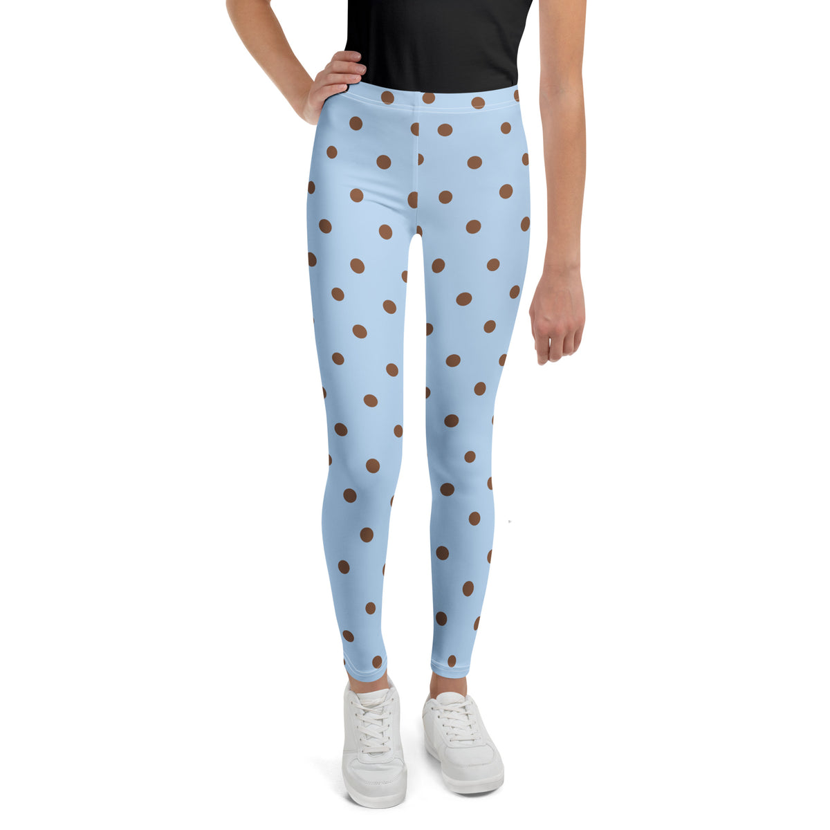 Baby Blue Cocoa Polka Dot Youth Leggings