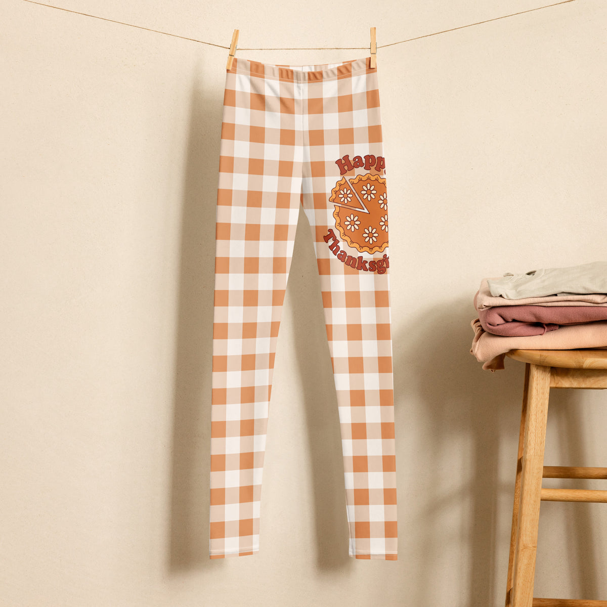 Pumpkin Pie Gingham Youth Leggings