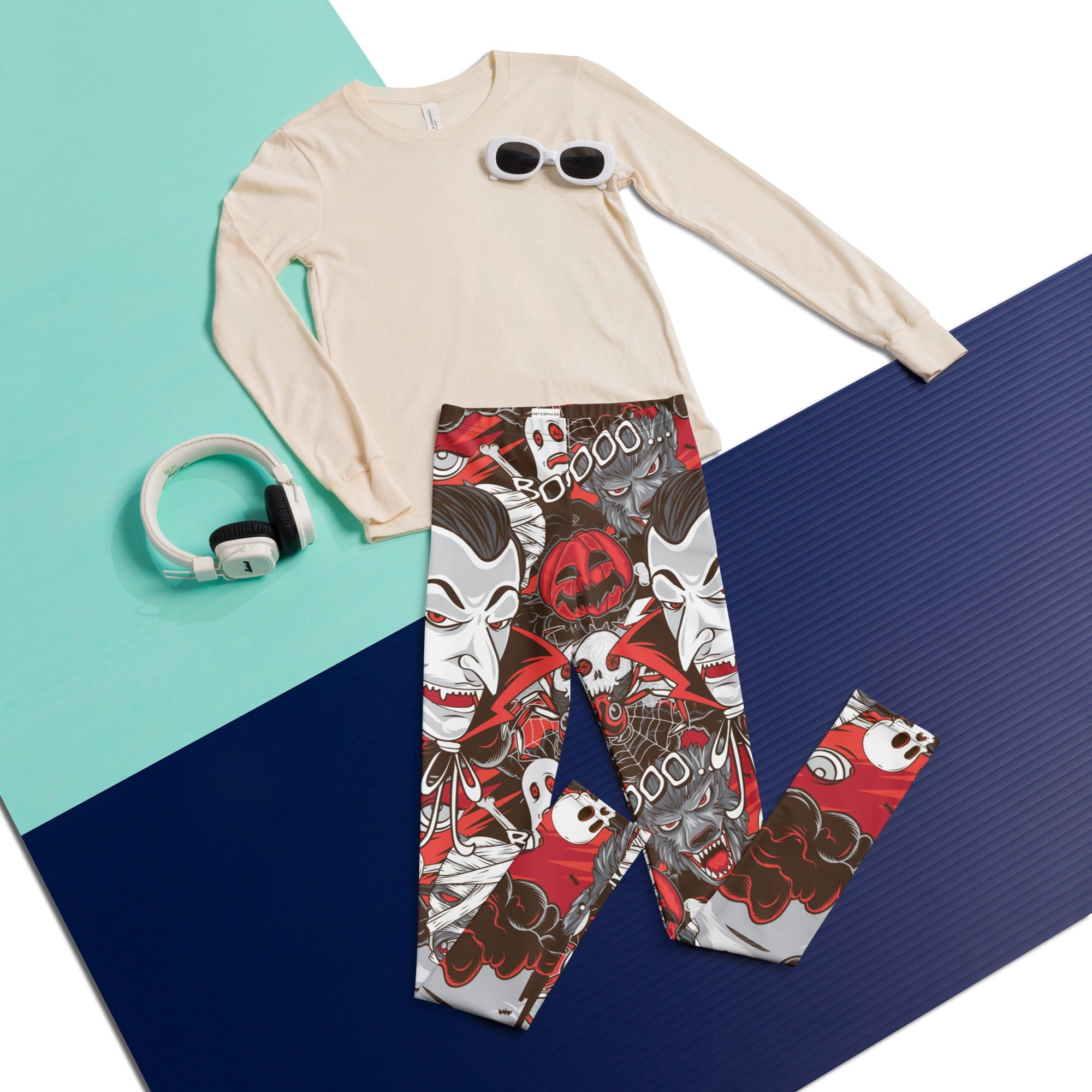 All the Horrors of Halloween Youth Leggings