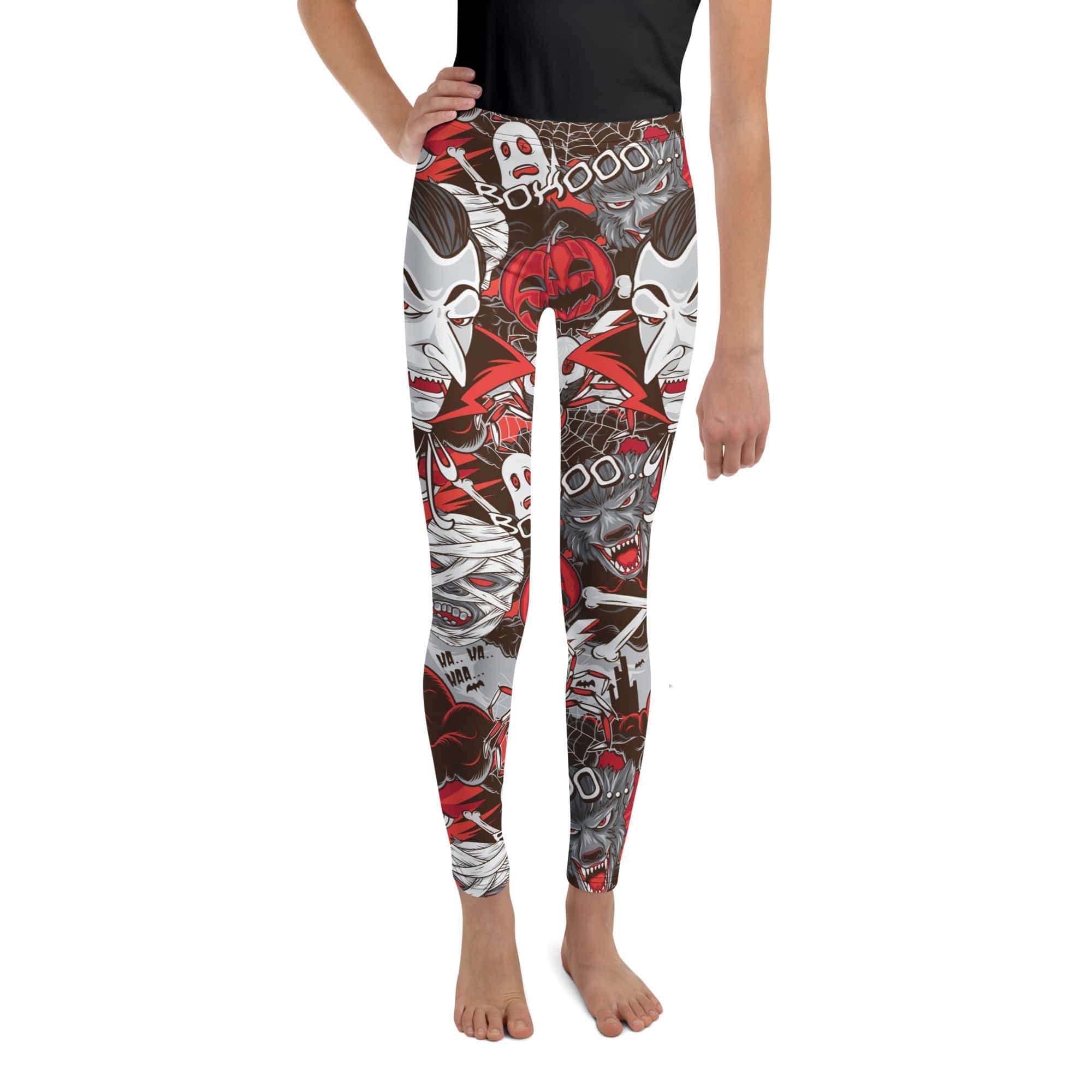 All the Horrors of Halloween Youth Leggings