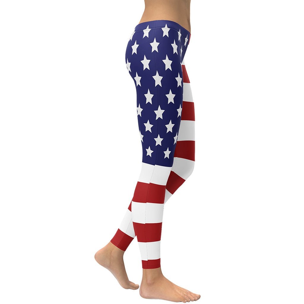 Stars and Stripes Print American Flag Leggings