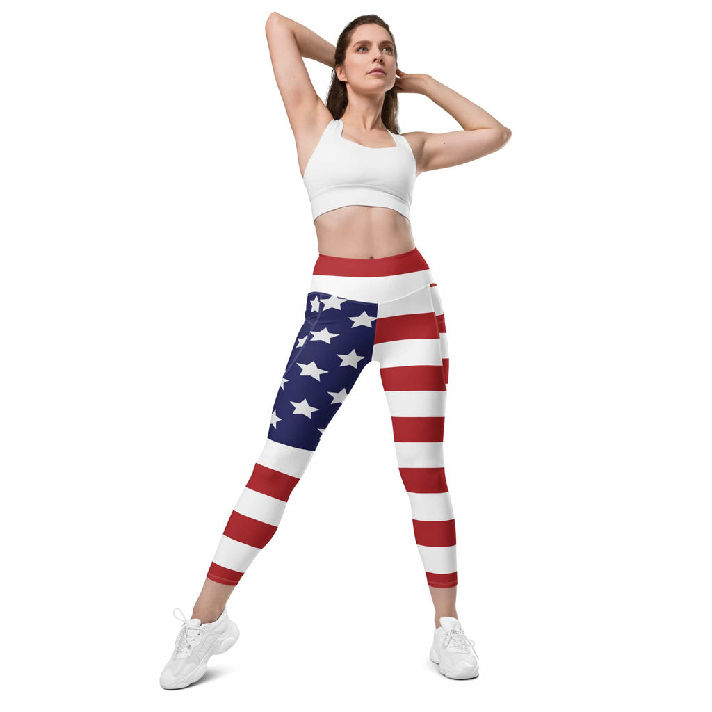 American Flag Leggings With Pockets