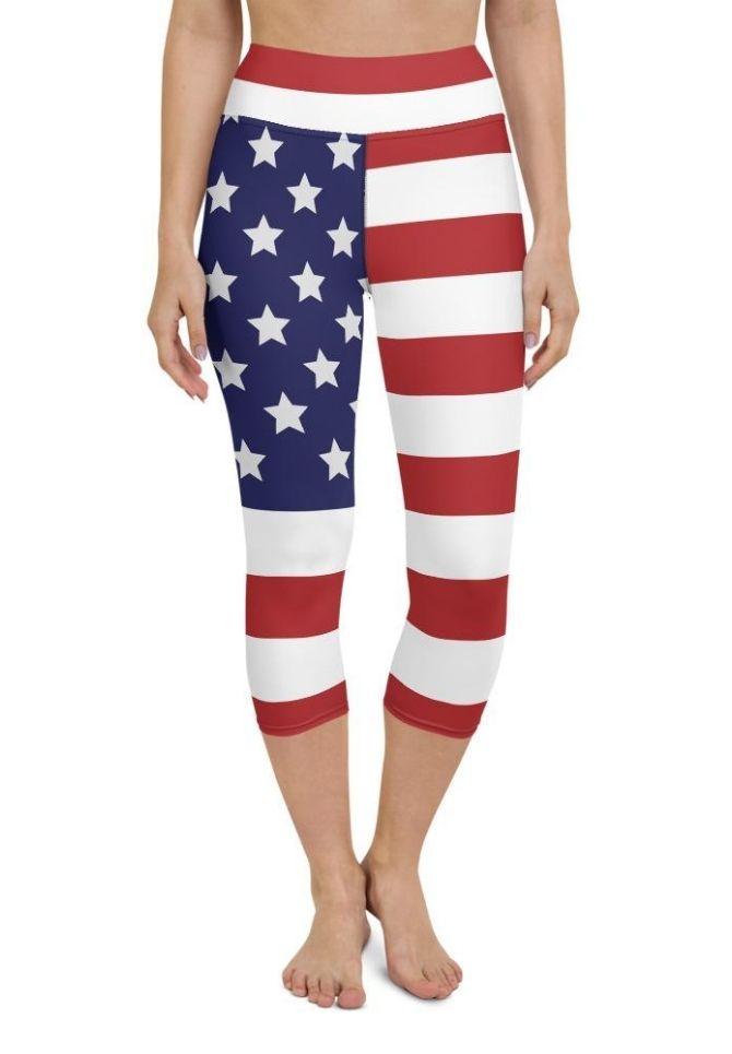 American Flag Yoga Capris