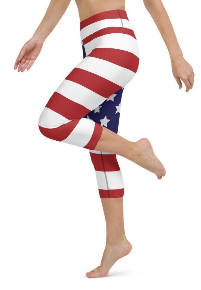 American Flag Yoga Capris