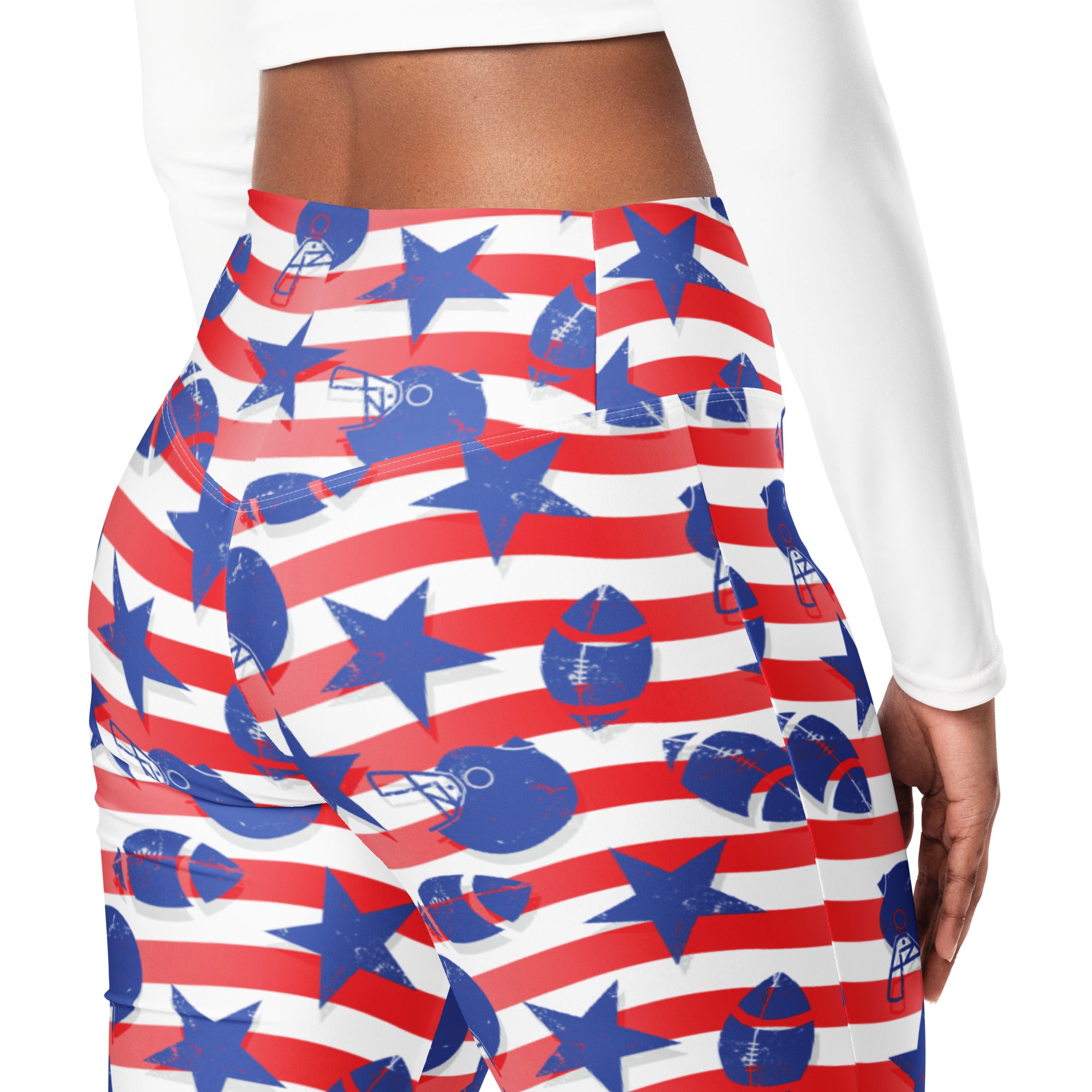 American Football Pattern Flare Leggings