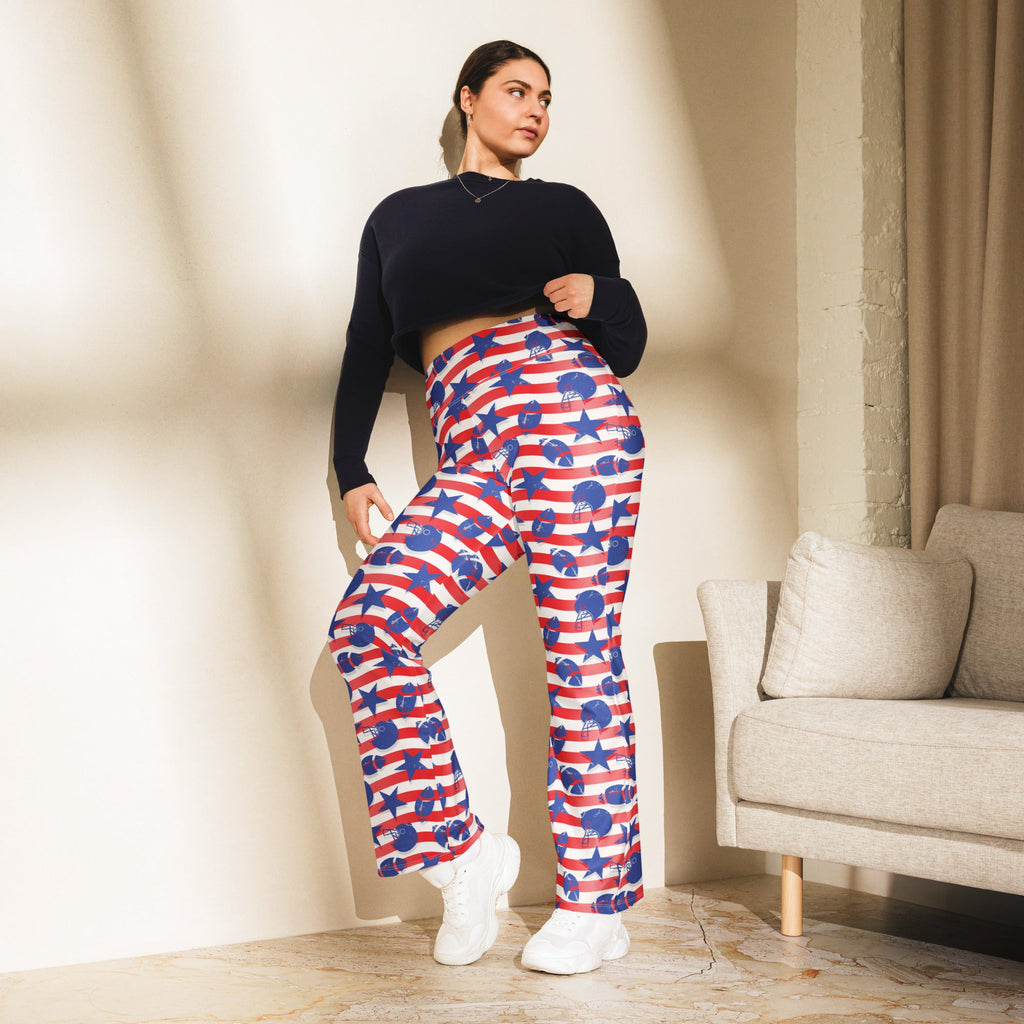 American Football Pattern Flare Leggings
