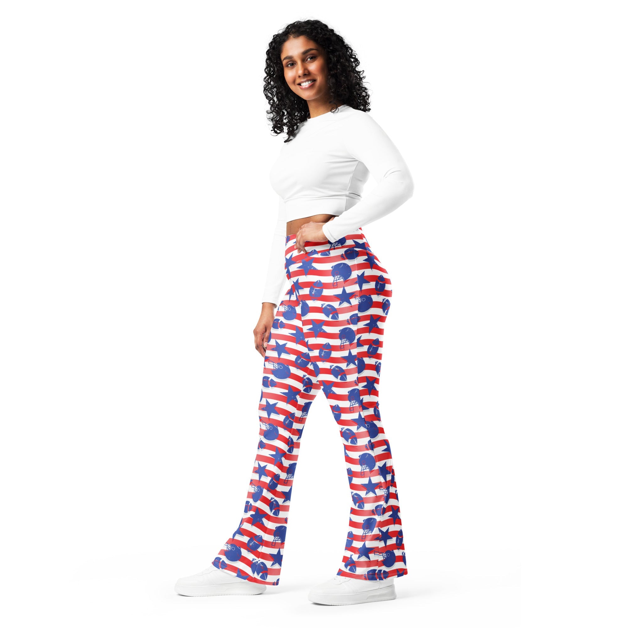 American Football Pattern Flare Leggings