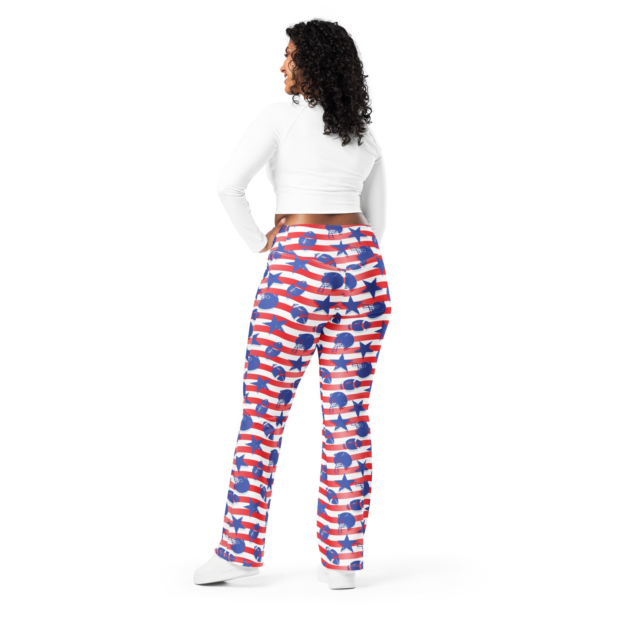 American Football Pattern Flare Leggings