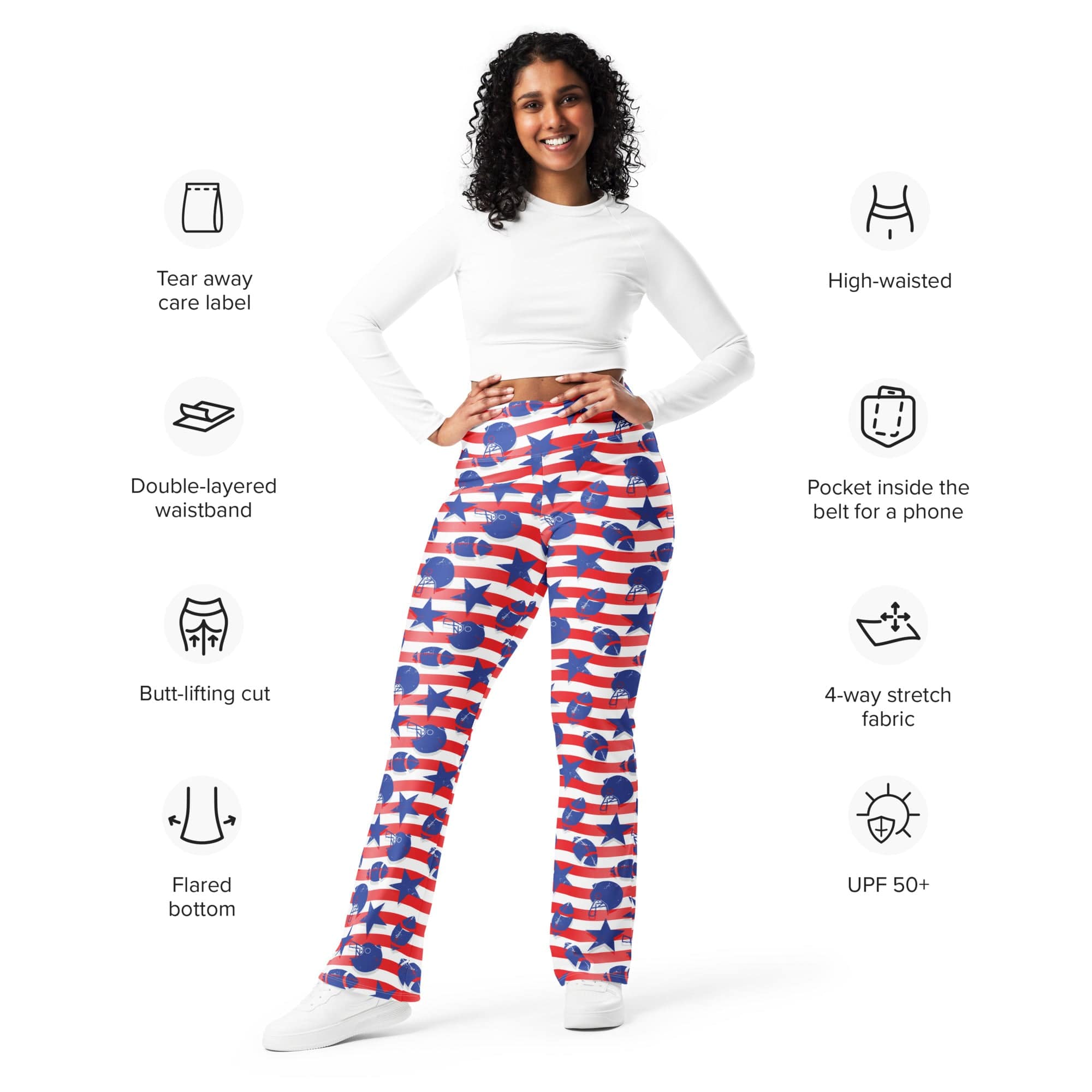 American Football Pattern Flare Leggings