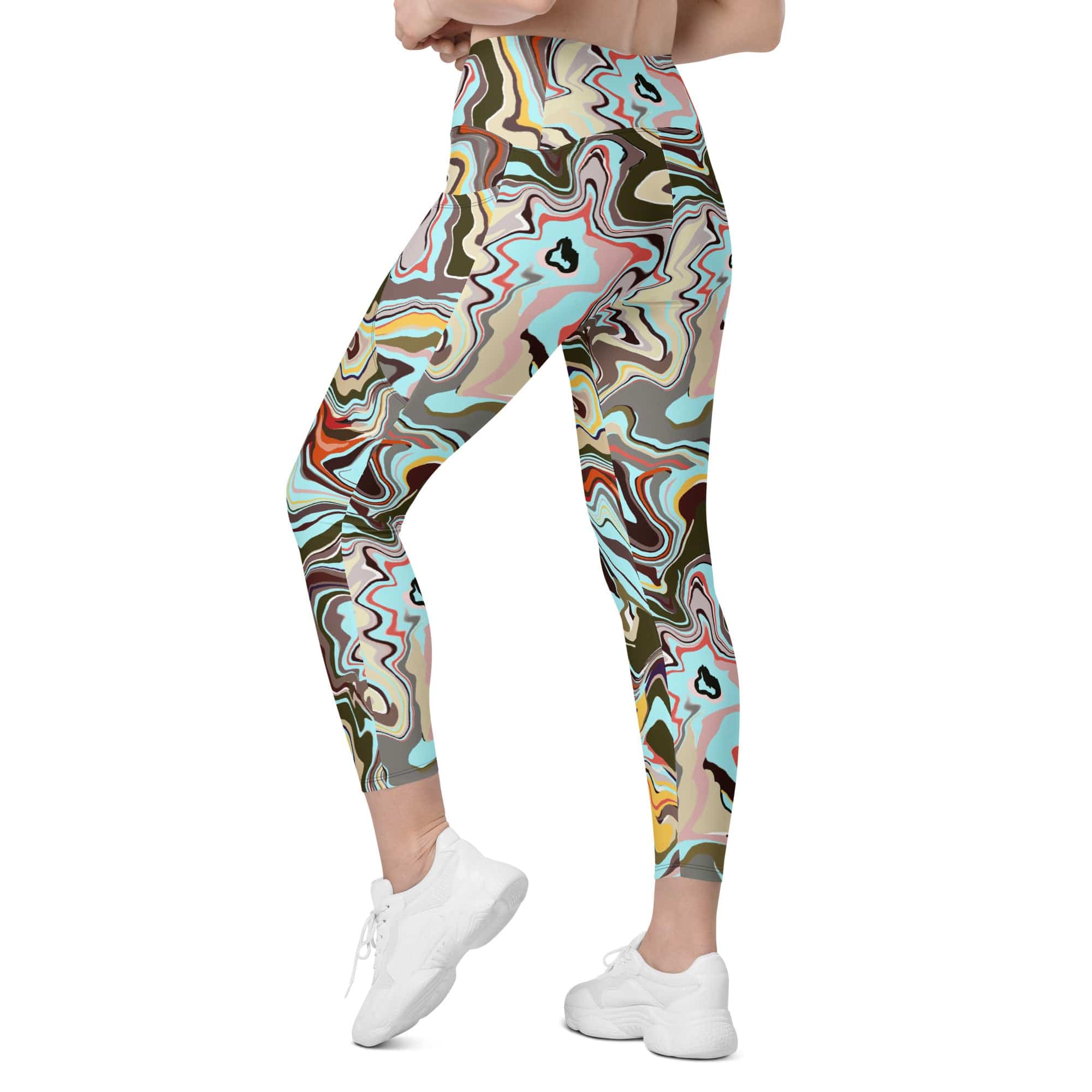 Aqua Marble Leggings With Pockets