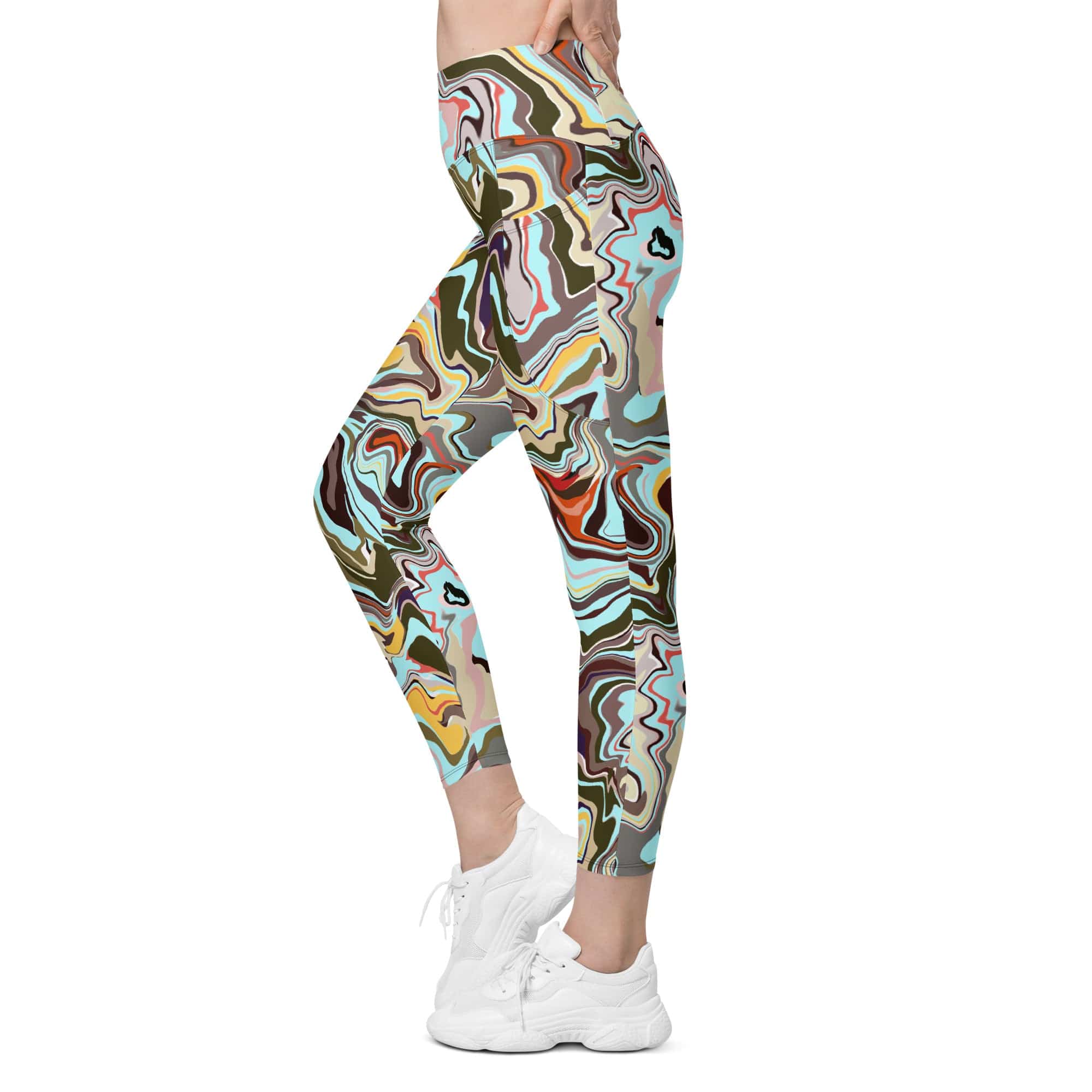 Aqua Marble Leggings With Pockets