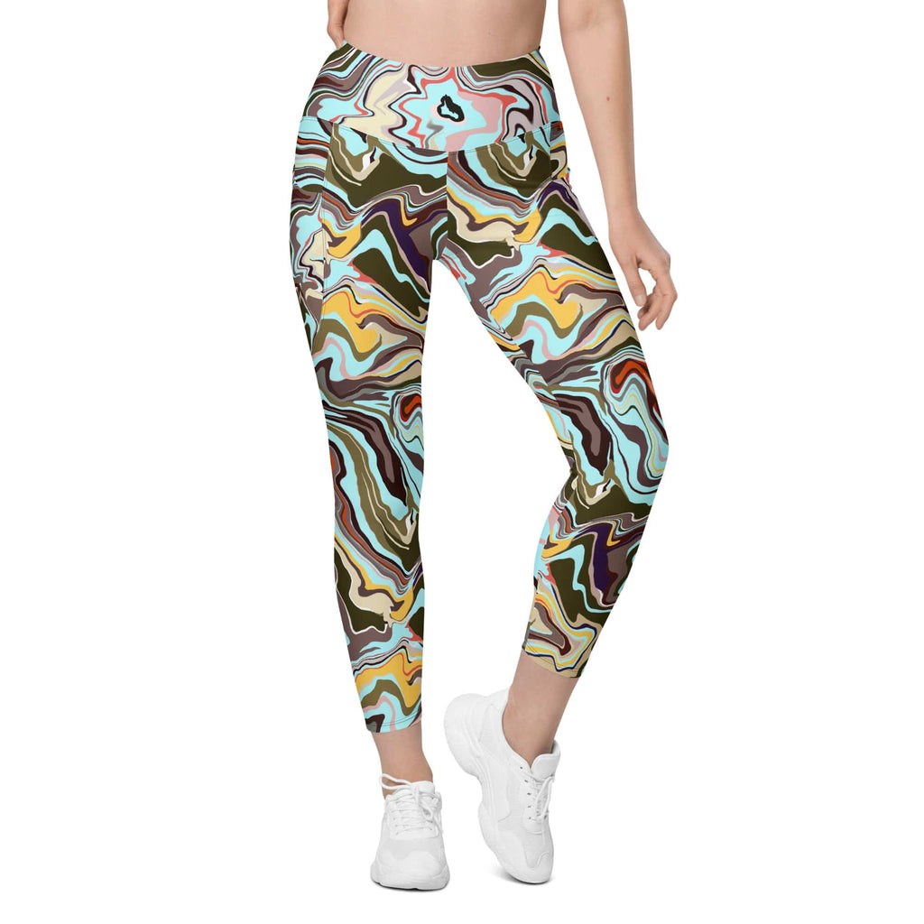 Aqua Marble Leggings With Pockets