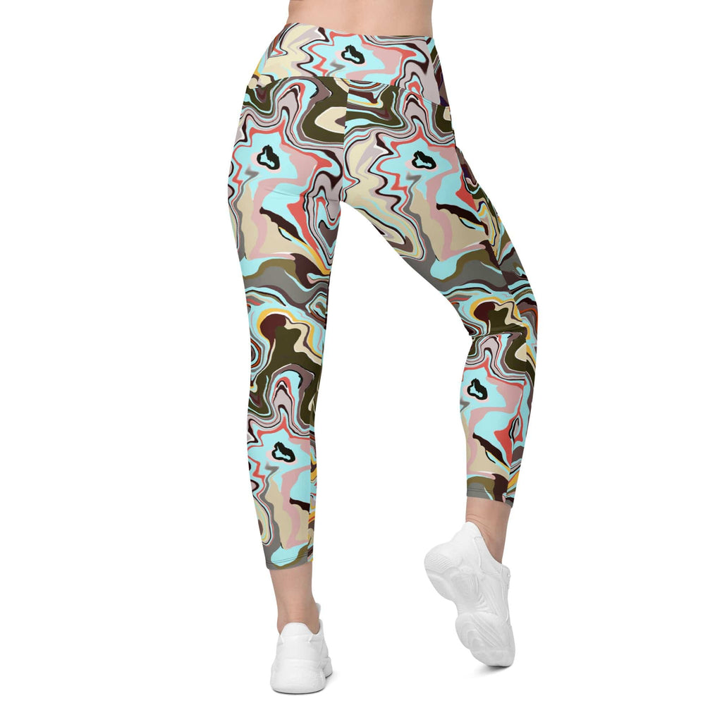 Aqua Marble Leggings With Pockets