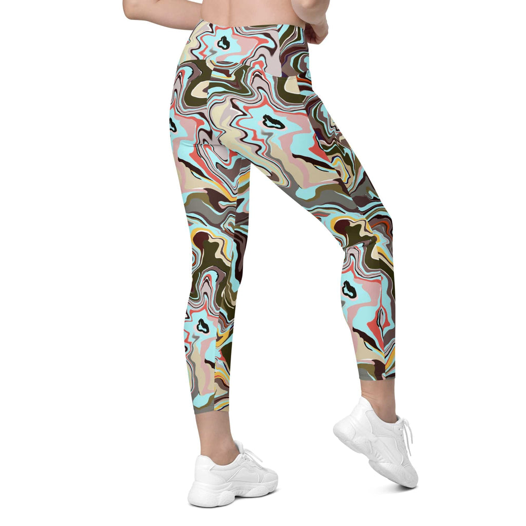 Aqua Marble Leggings With Pockets