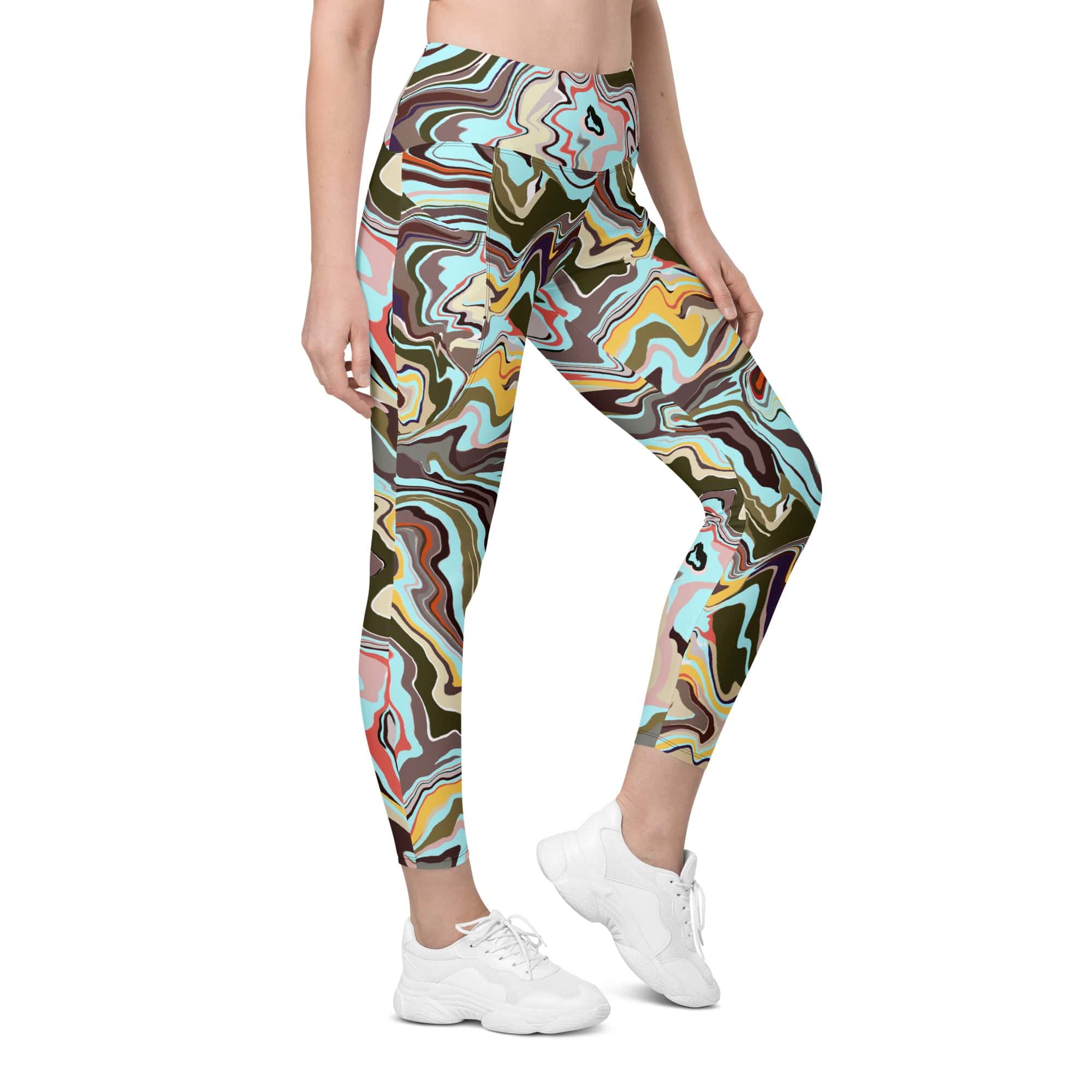 Aqua Marble Leggings With Pockets
