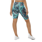 Aqua Paisley Biker Shorts