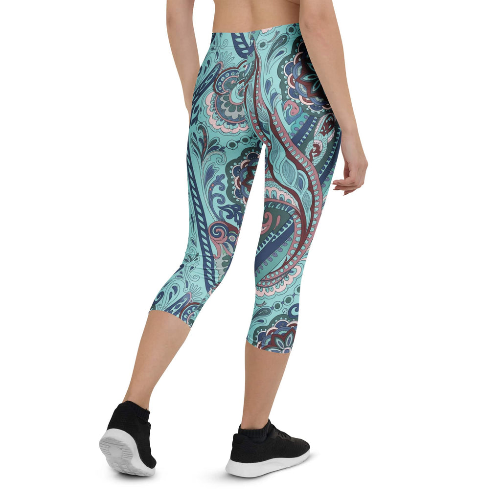 Aqua Paisley Capris