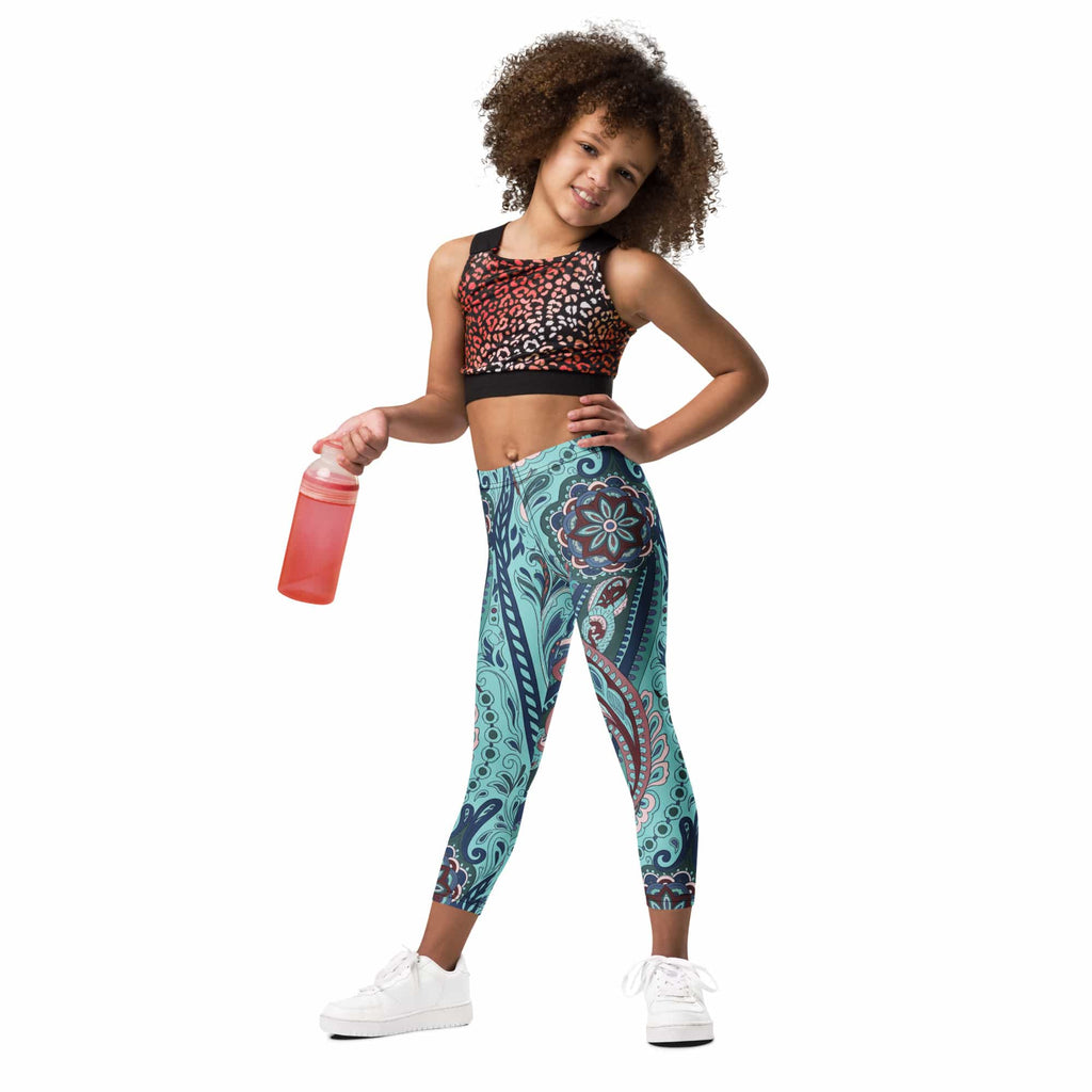 Aqua Paisley Kid's Leggings