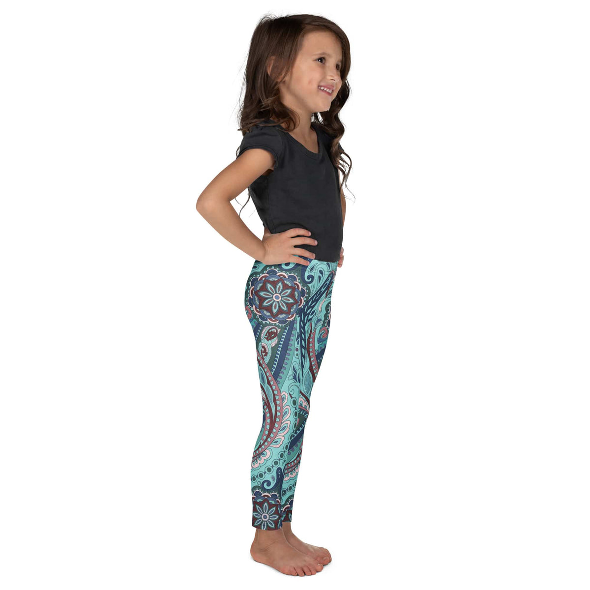 Aqua Paisley Kid's Leggings