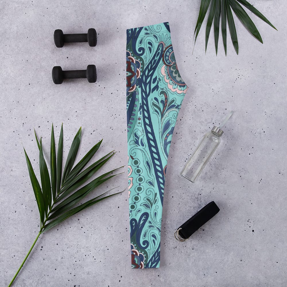 Aqua Paisley Leggings
