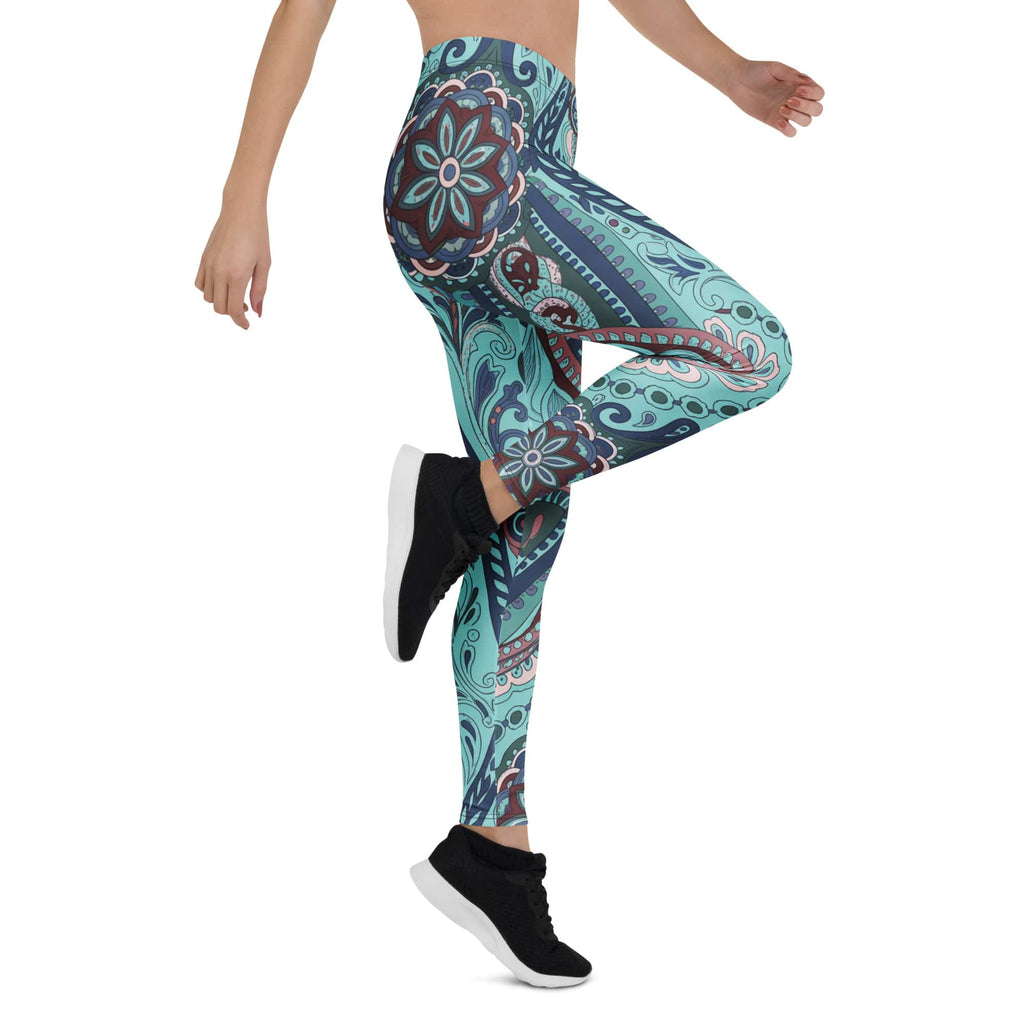 Aqua Paisley Leggings