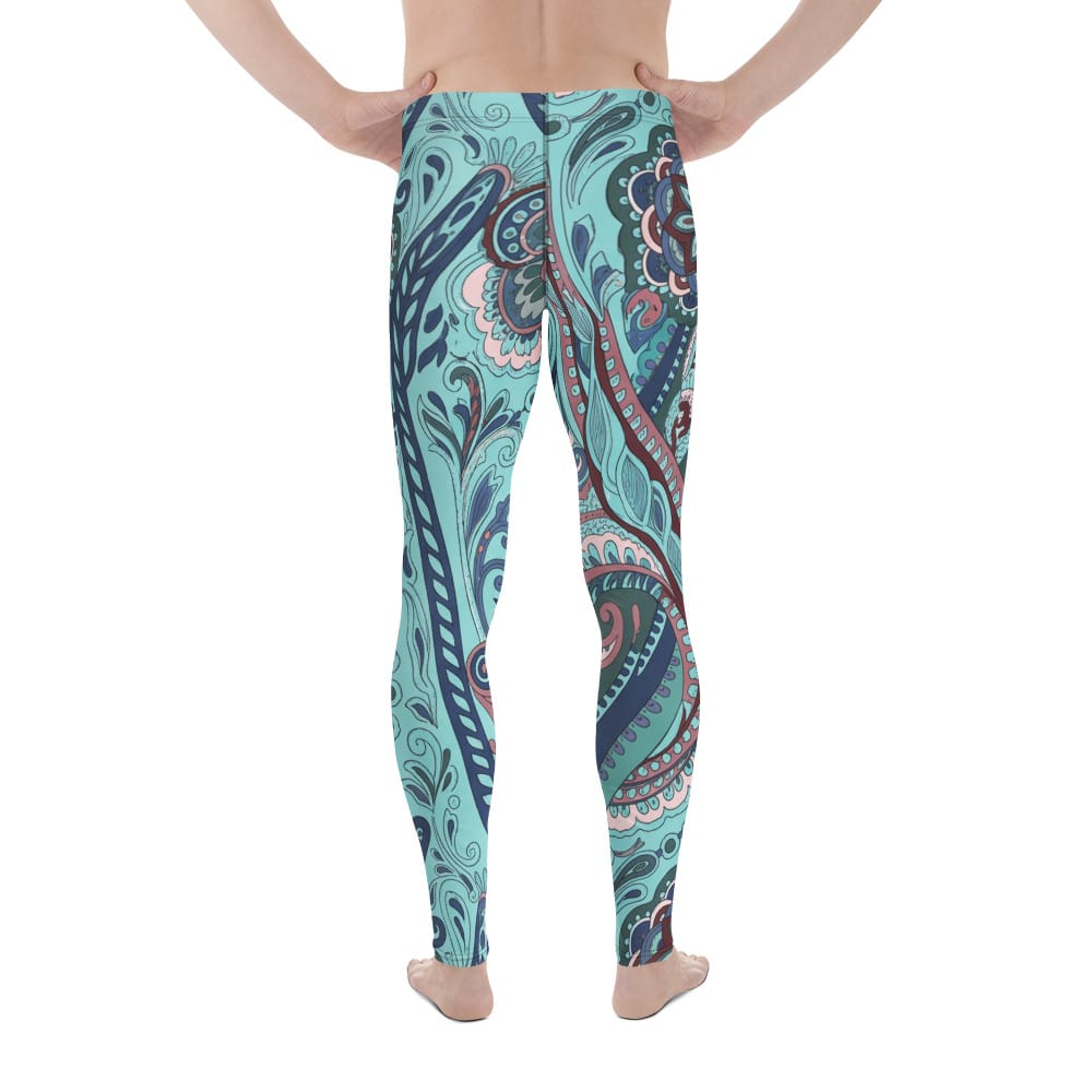 Aqua Paisley Men's Leggings