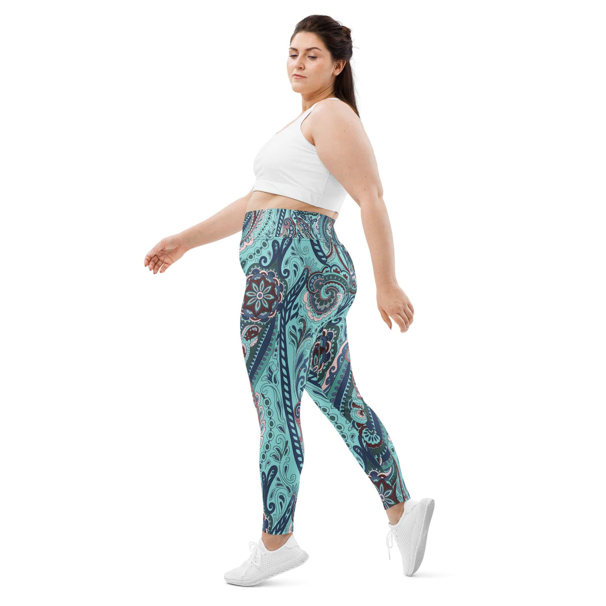 Aqua Paisley Plus Size Leggings