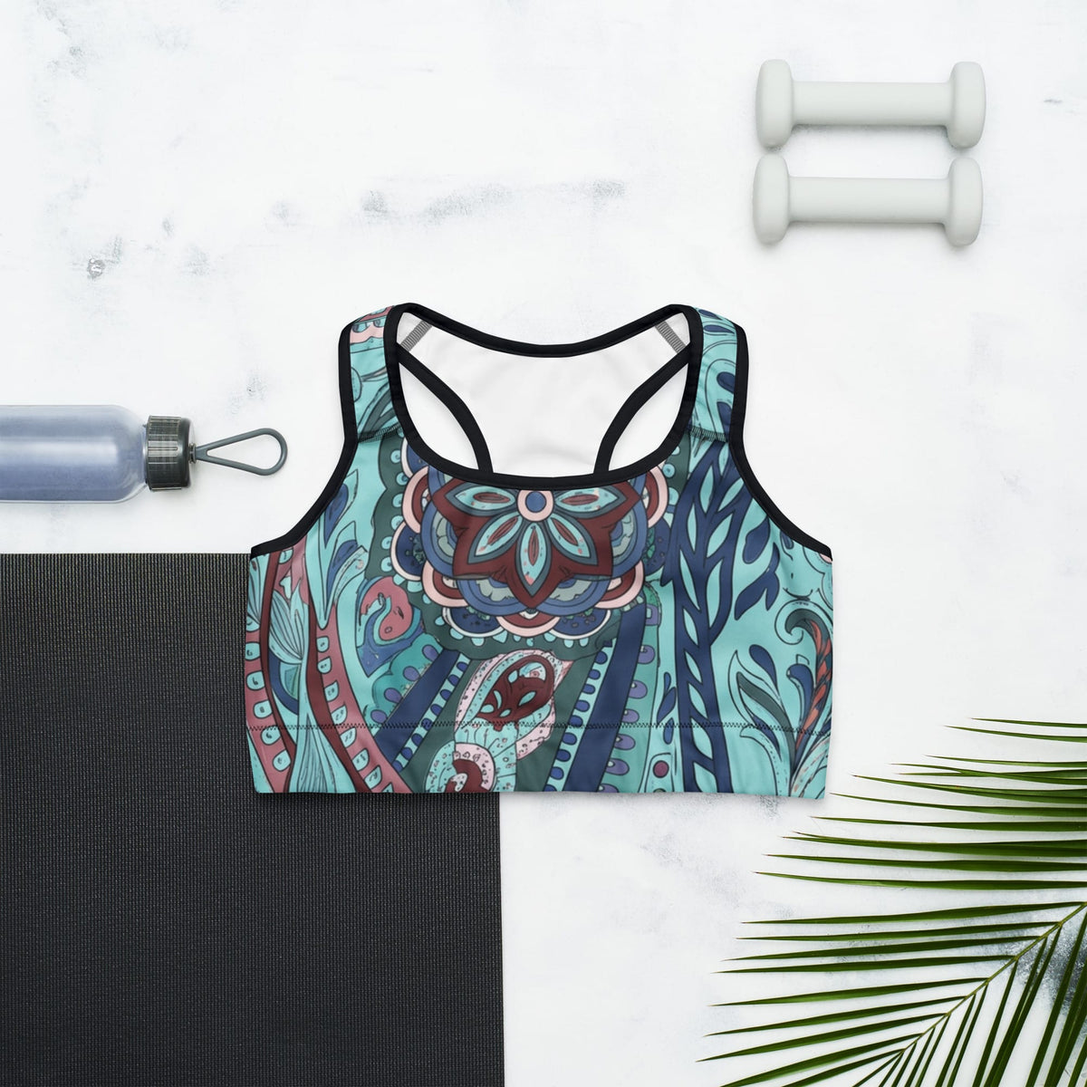 Aqua Paisley Sports Bra